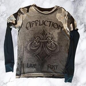 Affliction "Live Fast" Cross Layered Long Sleeve – RARE‎ Y2K Archive